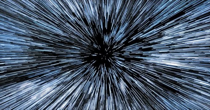 Entering hyperspace through dense starfield. Span through the star cluster at FTL speed