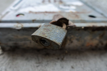 Macro Rusted old lock on street