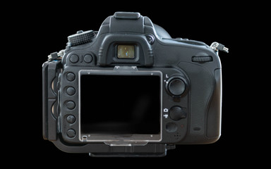 Camera on Black background Rear Profile.
