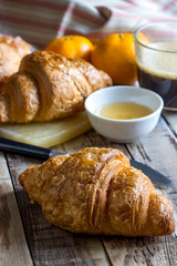 Continental breakfast with croissants
