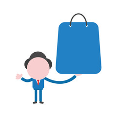 Vector illustration concept of faceless businessman character holding shopping bag