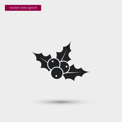 Holly icon simple winter vector sign