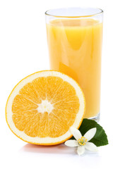 Orangensaft Orangen Saft Orange Fruchtsaft Glas Hochformat freigestellt Freisteller isoliert Frucht Früchte
