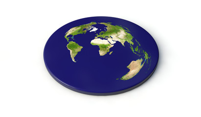 Flat earth concept. 3D Rendering. Elements of this image furnished by NASA