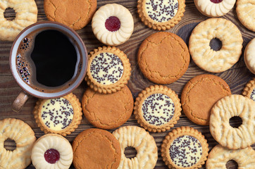 Different cookies and coffee