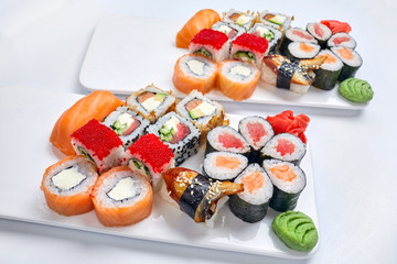 sushi set on the white background
