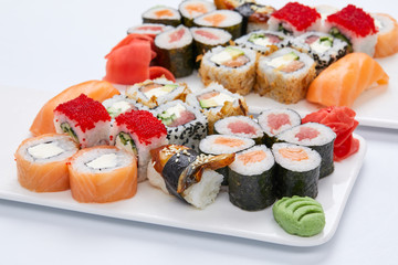 sushi set on the white background