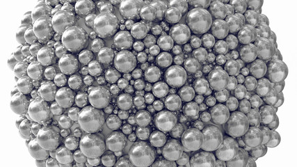3d illustration group of magnetic balls