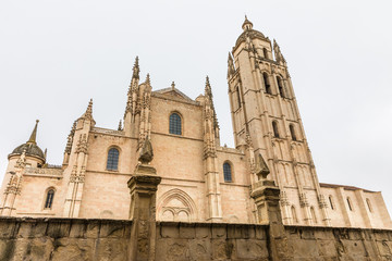 Fototapeta na wymiar The Segovia Cathedral, one of the last Gothic temples to be built in Europe. Spain