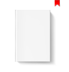Universal mockup of blank book cover. Vector illustration on white background, ready and simple to use. The mock-up will make the presentation look as realistic as possible.