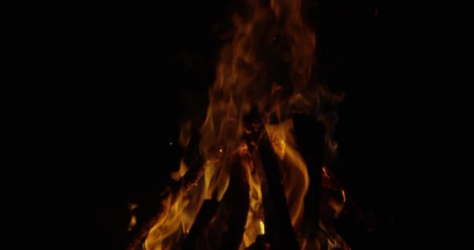 Bonfire burning - extreme close up - slow motion