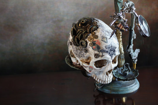 Steampunk teschio tatoo