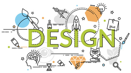 Flat colorful design concept for graphic design.Infographic idea of making creative products.  Template for website banner, flyer and poster.