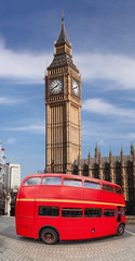 Naklejka na ściany i meble Big Ben with double decker bus in London, England, UK