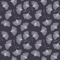 Vector Illustration ginkgo biloba leaves. Seamless pattern with leaves.