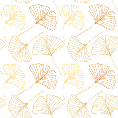 Vector Illustration ginkgo biloba leaves. Seamless pattern with leaves.