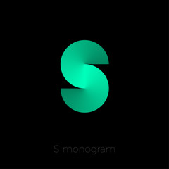 S Logo. S Monogram. Green gradient letter.
