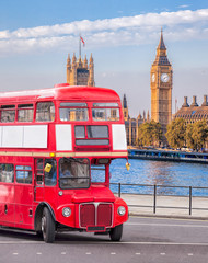 Fototapeta na wymiar Big Ben with double decker bus in London, England, UK