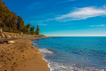 Beach. The best views of the beach in Marbella. Malaga province, Costa del Sol, Andalusia, Spain.