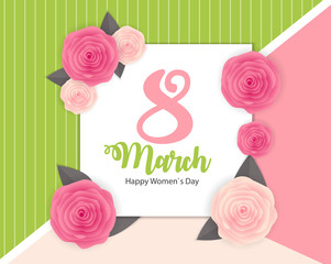 Poster International Happy Women's Day 8 March Floral Greeting c