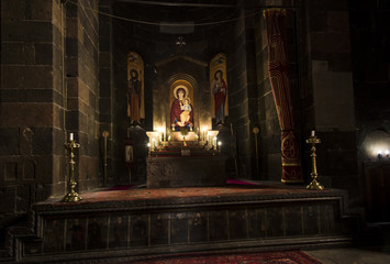 Naklejka premium Etchmiadzin, Armenia, September 17, 2017: Interior of Saint Hripsime church in Etchmiadzin