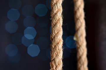 rope on the background of blurred lights