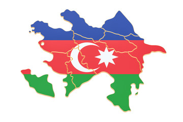 Map of Azerbaijan, 3D rendering