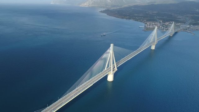 flight over of the Charilaos Trikoupis bridge Rio-Antirio