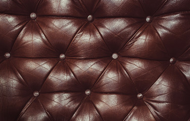 Decorative brown background of genuine leather. Decorative background of genuine leather capitone texture