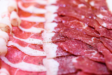 close up meat sliced