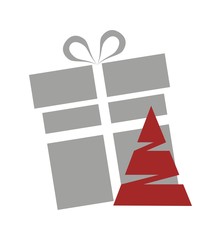 Wzór kartka świąteczna Boże Narodzenie prezent i choinka - 185056552