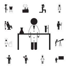 laboratory assistant conducts tests icon. Set of professions disasters icons. Signs and symbols collection, simple icons for websites, web design, mobile app, info graphics