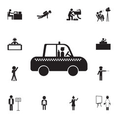 Taxi driver leads passengers icon. Set of professions disasters icons. Signs and symbols collection, simple icons for websites, web design, mobile app, info graphics