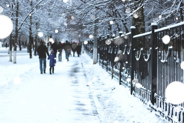 pedestrian sidewalk the fence winter