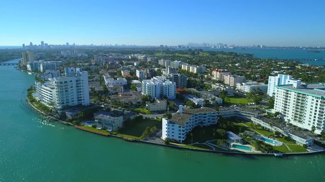 Aerial drone video Bay Harbor Island Miami FL