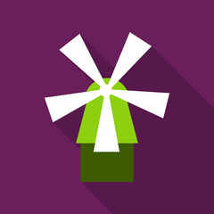 Mill icon. Simple flat windmill vector pictogram.