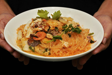 Japanese food,Sukiyaki in semi-dry style as fried mixed vegetable .