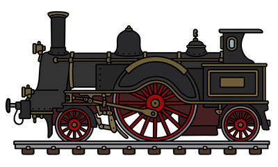 Fototapeta na wymiar Vintage black steam locomotive