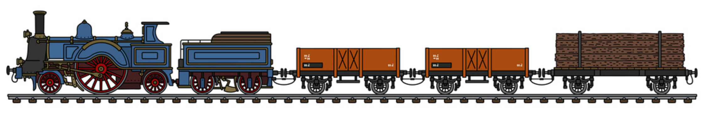 Vintage steam freight train