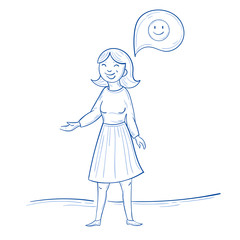 Woman thinking positive. Smile happy thought