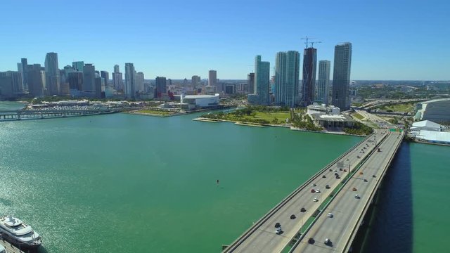 Aerial stock footage Downtown Miami 4k 24p