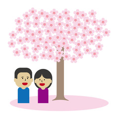 桜の花と家族