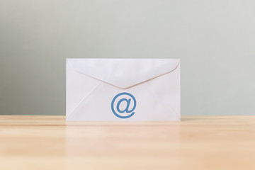 Email marketing and newsletter concept, Envelope with symbol e-mail address