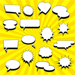 Comic white speech bubbles collection