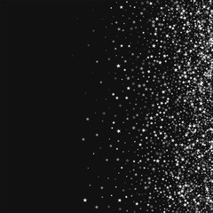 Amazing falling stars. Scatter right gradient with amazing falling stars on black background. Cool Vector illustration.