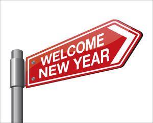 Vector illustration of road sign 2018.