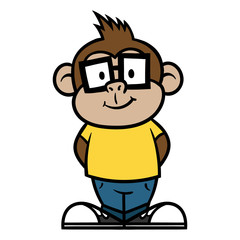 Cartoon Nerdy Monkey Character