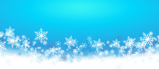 Vector illustration of Christmas background with blue and white snowflakes