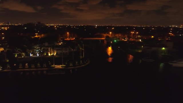 Stock aerial night video luxury mansions 4k