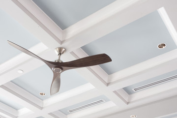 Ceiling Fan in front of the Coffered Ceiling - obrazy, fototapety, plakaty
